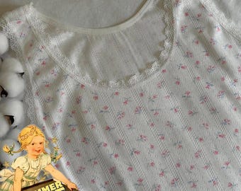 100% Cotton Flower Pointelle Tank-Top