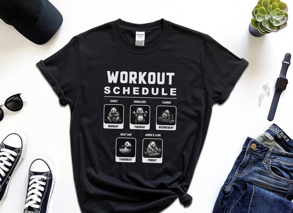 Funny Panda Workout Schedule Shirt, Gym Graphic Tee