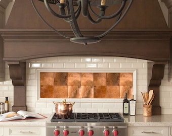 Handmade Copper Wall Tile, Copper Backsplash, Kitchen Tile, Fireplace Tiles, Art Deco Tile, Home Decor, Kitchen Decor, Housewarming Gift