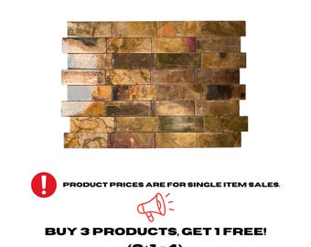 Handmade Copper Tile Backsplash: Art Deco Kitchen Wall Decor (8" x 2.75")