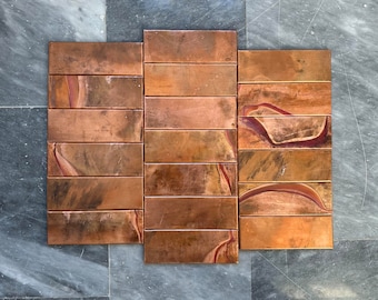 Handmade Copper Tile Backsplash, Kitchen Wall Decor, Fireplace Tiles, Art Deco Tile, Home Decor, Kitchen Decor, Indoor & Outdoor Tiles