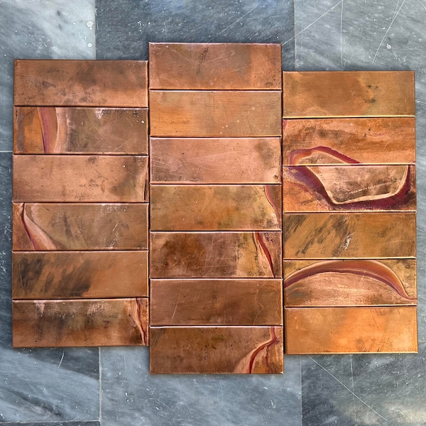 Handmade Copper Tile Backsplash, Kitchen Wall Decor, Fireplace Tiles, Art Deco Tile, Home Decor, Kitchen Decor, Indoor & Outdoor Tiles