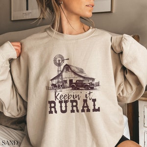 Keepin&#39; It Rural Vintage Sweatshirt, Homeschooling Mom Gift, Farm Wife Sweater, Country Girl Farm Life, Ranch Living Rodeo Crewneck