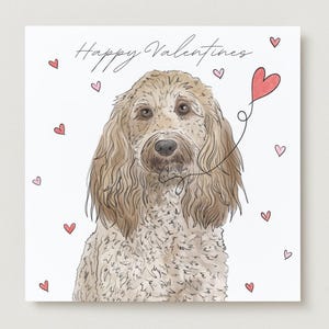 Ritratto di animale domestico illustrato personalizzato, biglietto di San Valentino, opera d'arte con cane, regalo di San Valentino, disegno al tratto, illustrazione ad acquerello, biglietto di San Valentino