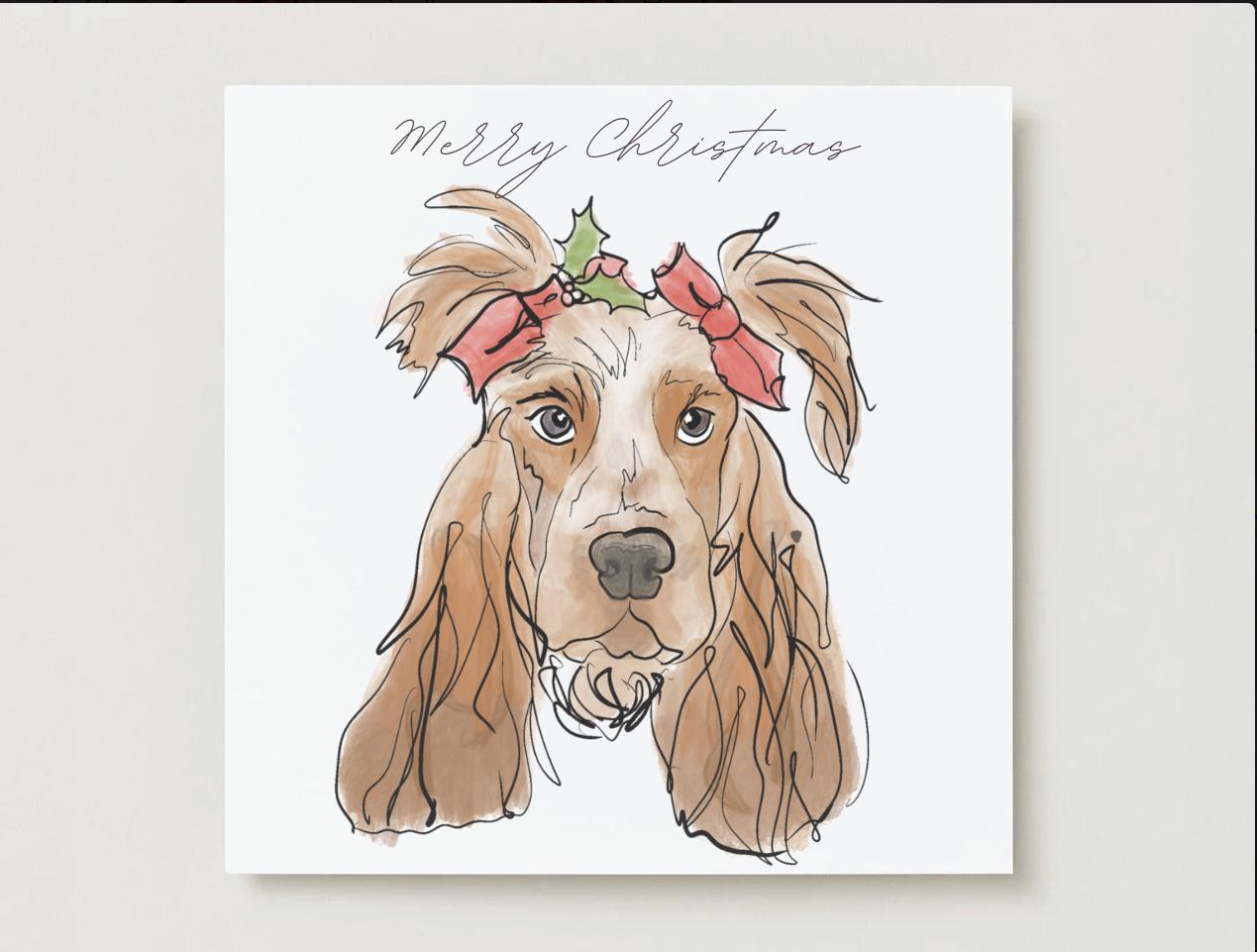 Digital File-custom Illustrated Pet Portrait Christmas Card