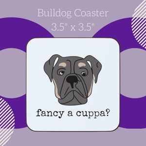 English Bulldog Hardboard Back Coaster, English Bulldog Coaster, Home Accessories, Gift for Dog Owner, Stocking Stuffer