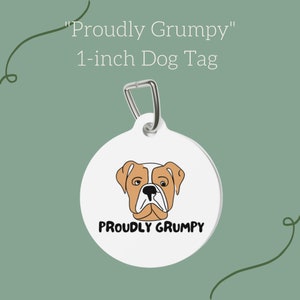Rehkitz Englische Bulldogge Haustier Tag - 1 Zoll Runder solider Metall-Hundeausweis mit Clip - Einzigartiges Geschenk für Hundeeltern - Langlebiges Weiß beschichtetes Design