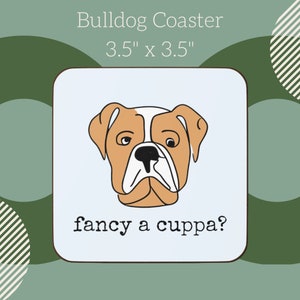 English Bulldog Hardboard Back Coaster, English Bulldog Coaster, Home Accessories, Gift for Dog Owner, Stocking Stuffer, Bulldog