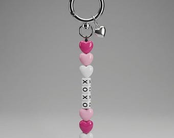 Grote gezwollen 'I Heart It' tas-bedel/sleutelhanger (aanpasbaar)