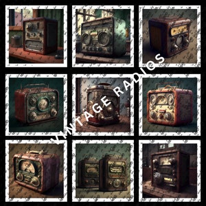 Retro Radios Digital Home Décor, Set Of 11 Prints vintage radio prints, antique radio prints, Retro Vintage Digital Prints, Printable JPG
