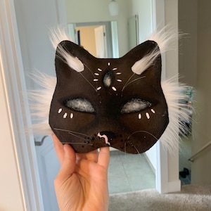 Hand Painted Felted Therian Cat Mask -  Denmark