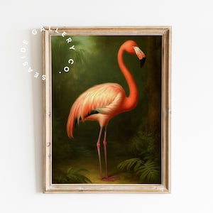 Pink Flamingo Painting | Printable Vintage Pink Flamingo Poster | Printable Wall Art Print | Vintage Home Decor DIGITAL DOWNLOAD | SG20