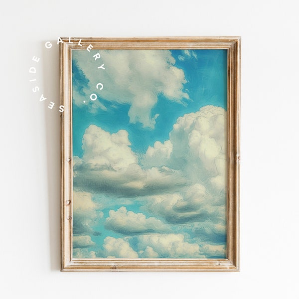 Cloud Painting | Vintage Sky Painting Painting | Cloudy Sky Landscape Wall Art Print | Clouds Printable | Blue Skies DIGITAL DOWNLOAD | SG19