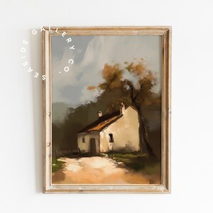 Countryside Cottage Oil Painting | Vintage Printable | Farmhouse Print | Rustic Wall Art Print | Vintage Landscape DIGITAL DOWNLOAD | SG29