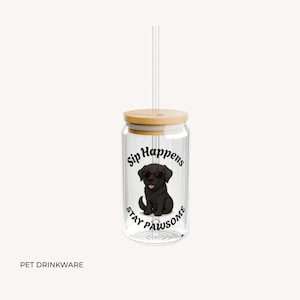 Vaso con tapa de bambú de 473 ml para labrador retriever: regalo divertido para amantes de los perros, ideal para beber con tu mascota.