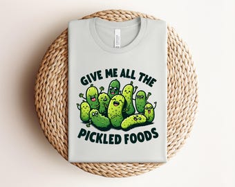 Funny Pickle T-Shirt, Funny Pickle Lover Tee, Cute Cartoon Pickles Design, Foodie Gift, Pickle Obsessed T-Shirt, Unique Gift for Him or Her