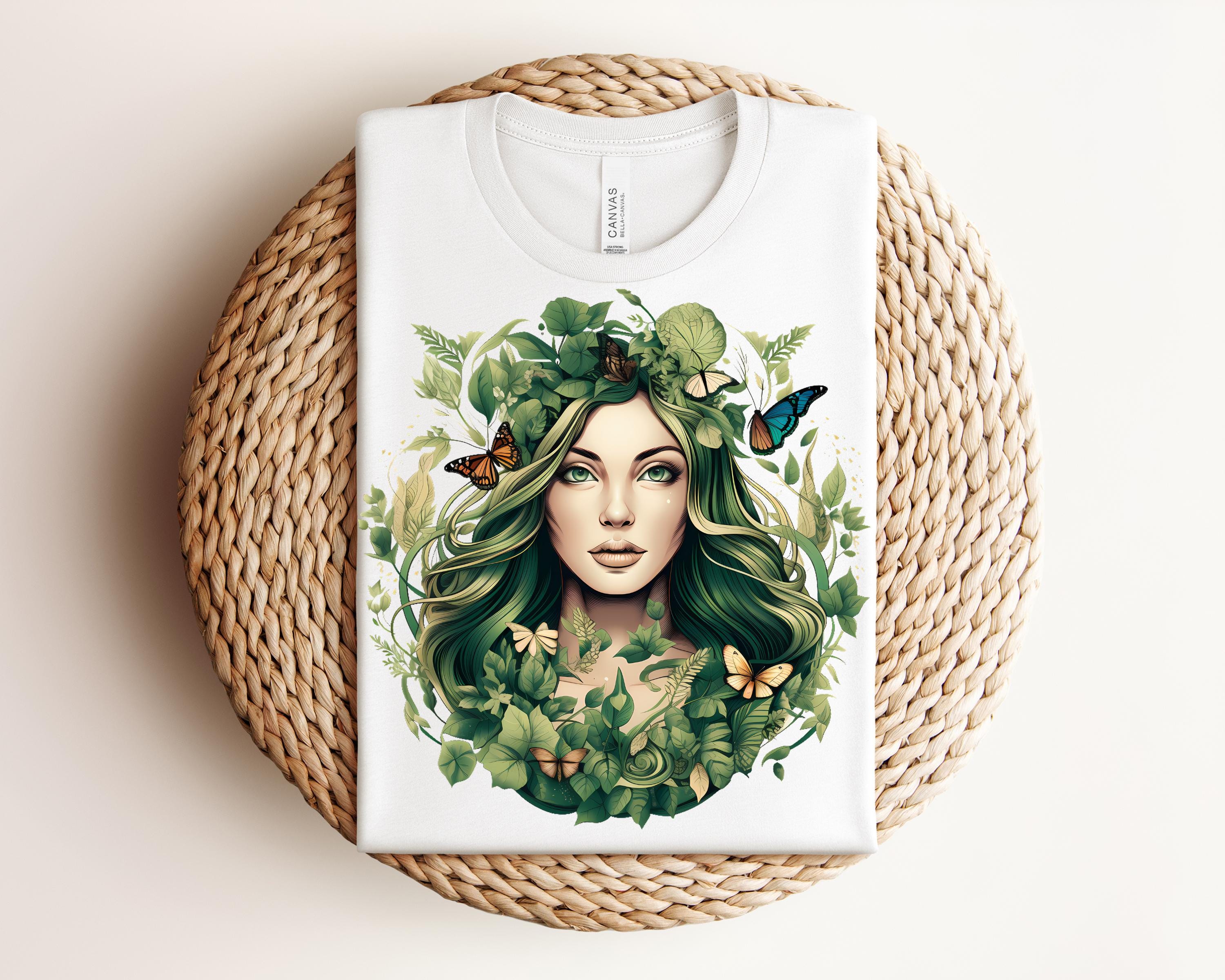 Mother Nature, Goddess Earth Day Shirt, Eco Green Woman Tee, Earth Goddess Design Tee, Eco-Friendly Nature Art Shirt, Earth Day Gift