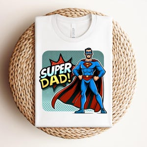 スーパーパパシャツ、コミック風、父の日Tシャツ、ヒーローパパTシャツ、子供からお父さんへの面白いプレゼント、スーパーヒーローパパシャツ、義父へのプレゼント