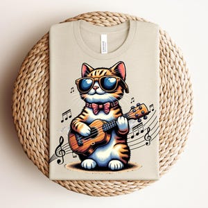Funny Ukulele Shirt, Cool Cat, Ukulele Shirt, Funny Musician, Gift for Ukulele Lovers & Cat Fans, Ukulele Virtuoso Tee, Unique Gift