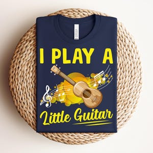 Ukulele Player Shirt, Little Guitar Shirt, Funny Ukulele Musician, Pun Gift for Uke Lovers, Ukulele Sunset Serenade, Music Notes T-Shirt