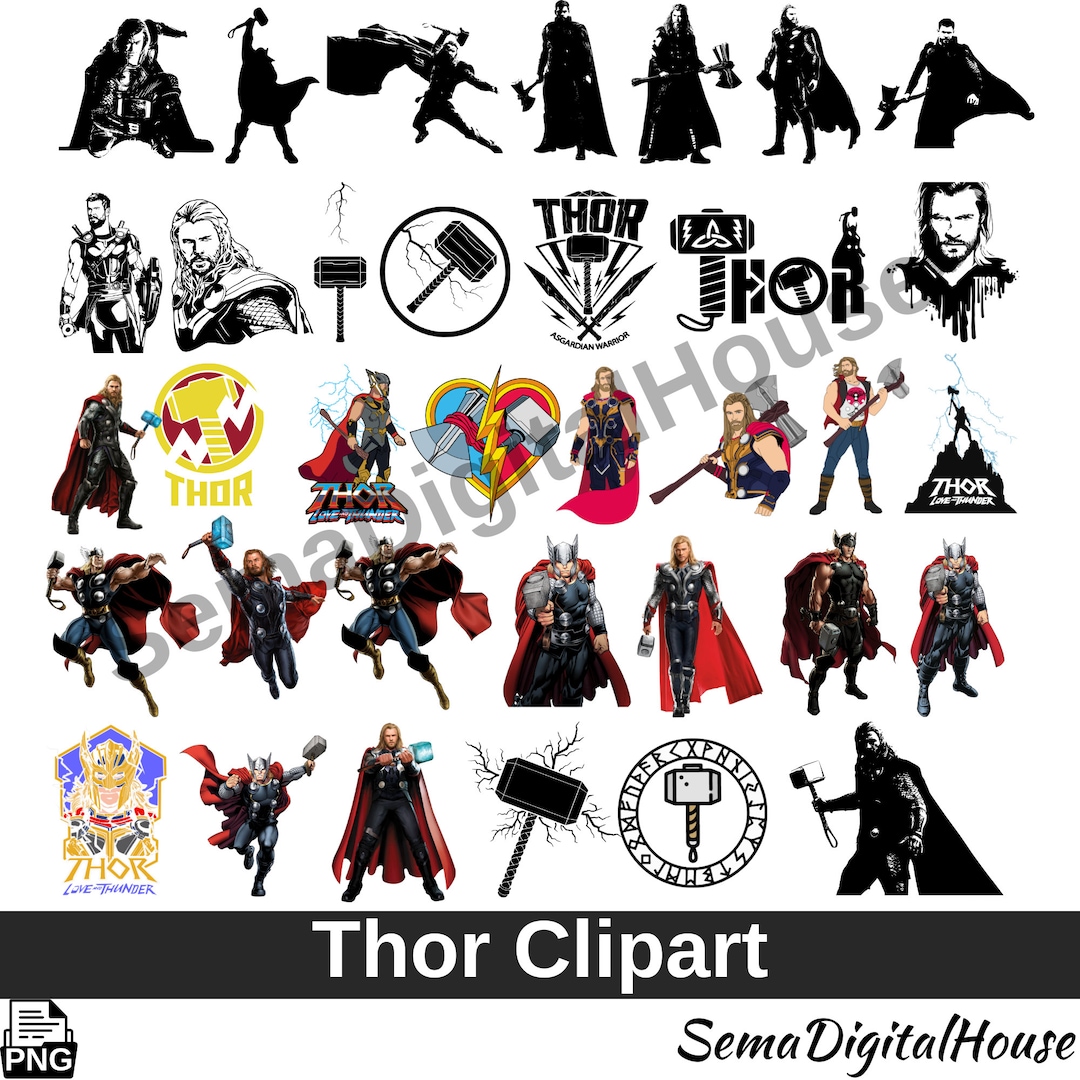 Thor PNG, Thor Clipart, Print for Tshirt, Superhero Clipart, Avengers ...
