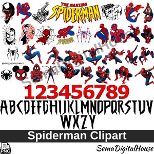 Clipart do Homem-Aranha, PNG do Homem-Aranha, SVG do Homem-Aranha, alta qualidade do Homem-Aranha, +30 peças de adesivos do Homem-Aranha, decoração de aniversário, download instantâneo