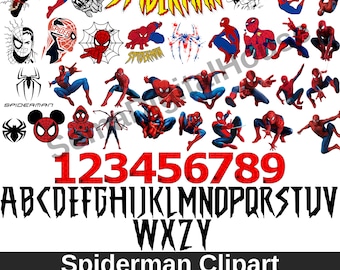 Spiderman Clipart: PNG, SVG Stickers, Birthday Decor (Instant Download)