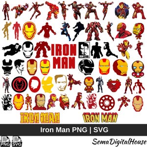 Iron Man Clipart Bundle, Iron Man PNG, Iron Man SVG, Superhero PNG, Stark Png, Digital Design, Instant Download, Superhero Clipart, 60 Piece