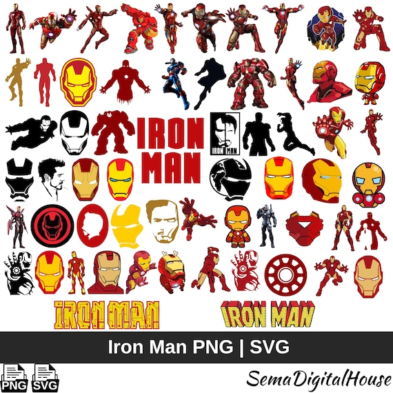 Iron Man Clipart Bundle, Iron Man PNG, Iron Man SVG, Superhero PNG, Stark Png, Digital Design, Instant Download, Superhero Clipart, 60 Piece