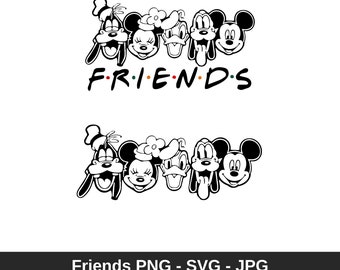 フレンズ PNG、フレンズ SVG、ミッキー SVG、ミッキー PNG、デジタル ダウンロード、デジタル デザイン、ミッキー シルエット、フレンズ クリカット
