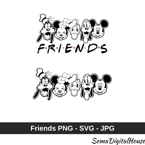 Friends Png, Friends Svg, Mickey Svg, Mickey Png, Digital Download, Digital Desing, Mickey Silhouette, Friends Cricut