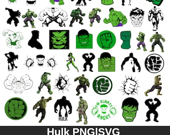 Hulk PNG, Hulk SVG, Superhero PNG, Avengers Png, Svg, Digital Design, Instant Download, Hulk +45 Digital Files, Hulk Clipart, Stickers