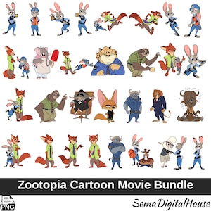 Zootopia Cartoon Movie, Zootopia PNG,  Zootopia Clipart, Zootopia PNG Bundle, Zootopia Silhouette, Zootopia Sticker, Instant Download