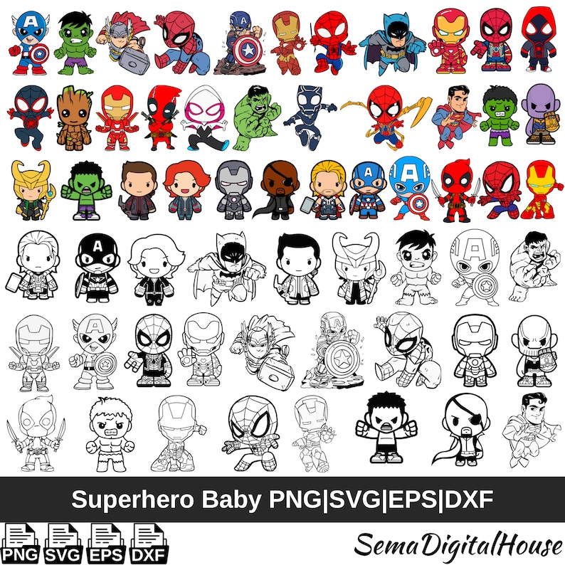 Bebé Superhéroe, Png, Svg, Dxf, Eps, Bebé Vengadores, Bebé DIY, Niños ...