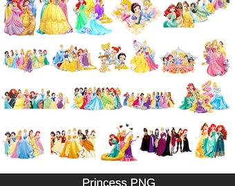 Prinzessin PNG Bundle, Prinzessin Clipart Sofort-Download, Prinzessin Geburtstag, Moana Clipart, Gefrorene Png, Dornröschen Prinzessin PNG Clipart