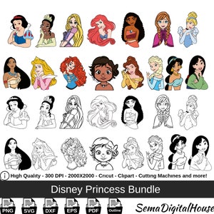 Princess Watercolor Clipart: Ariel Layered Designs (PNG, SVG, PDF)