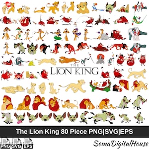 The Lion King SVG Bundle: Cartoon Movie Digital Prints (80 Piece) (Instant Download)