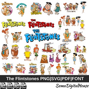 Flintstones Svg Bundle, Flinstones PNG, The Flinstones Cartoon Movie, Flinstones Font, Flinstones Cricut, Fred, Pebbles Instant Download