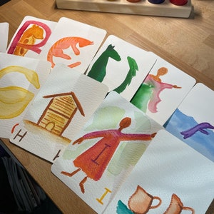 Tarjetas de letras del alfabeto de la escuela Waldorf