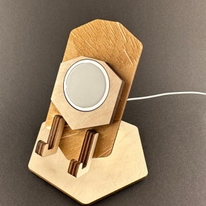 Handyhalter Iphone 12 13 14 Pro Max MagSafe svg Lasercut Holz wood Acryl Space Office Büro Nachttisch Facetime Videotelefonie Teams Skype