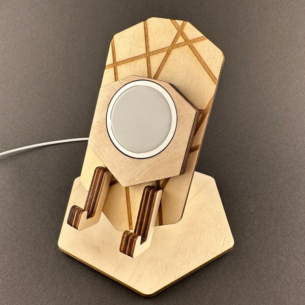 Mobile Phone Holder Iphone 12 13 14 Pro Max MagSafe svg Lasercut Holz wood Acryl Lines Office Büro Nachttisch Facetime Videotelefonie Teams Skype