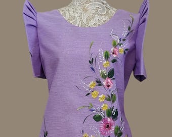 Hand Painted Filipiniana Dress | Lavander | Available in different colors