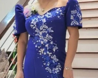 Filipiniana Gown made of neoprene| Strechable | More to less | Lace is random design