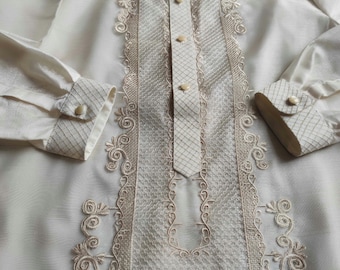 Embroidered Piña Organza Barong Tagalog | Double Collar, Filipino Formal Wear (XS-5XL)