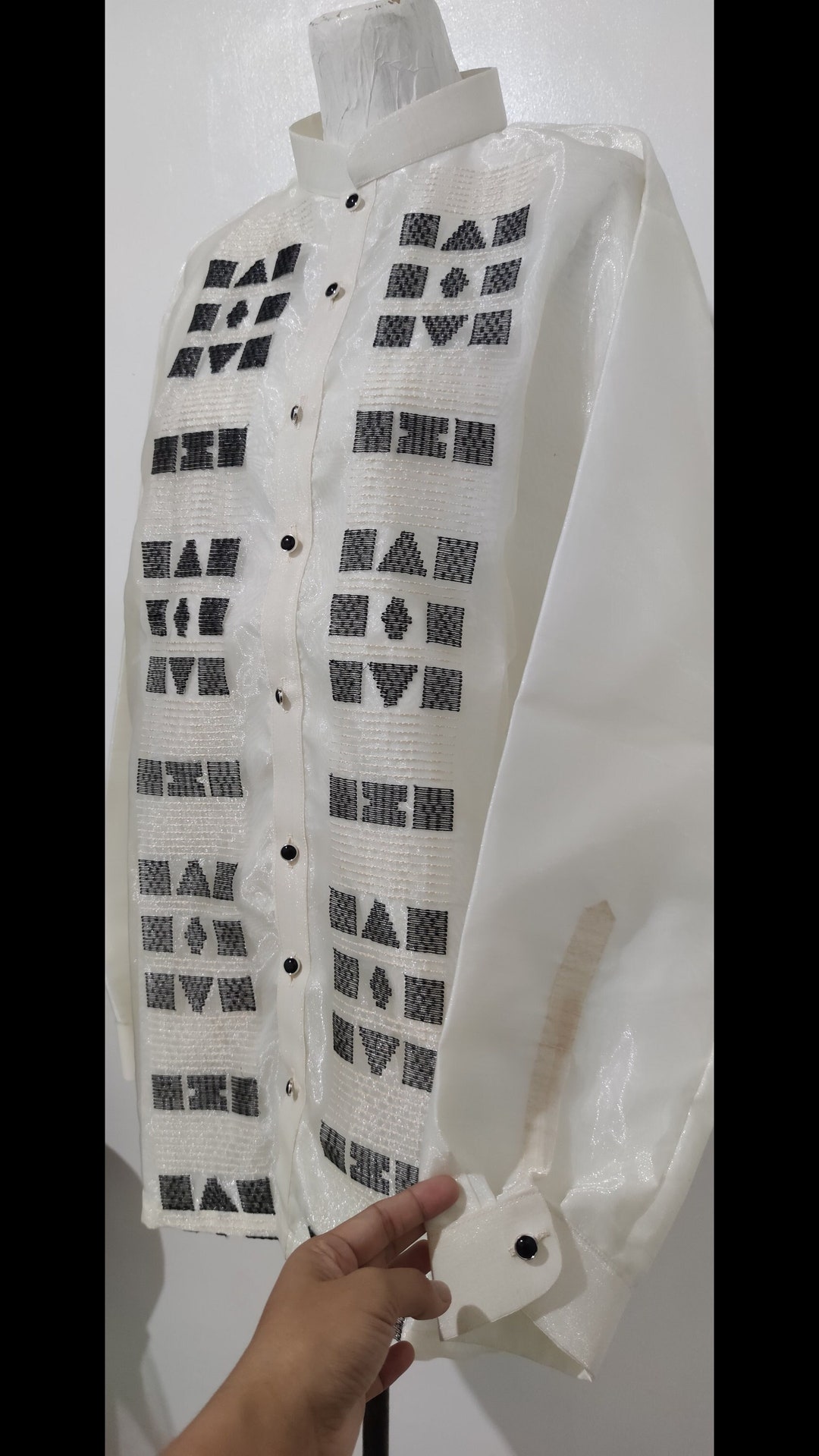 Premium Barong Tagalog Full Open in Modern Ethnic Embroidery Design