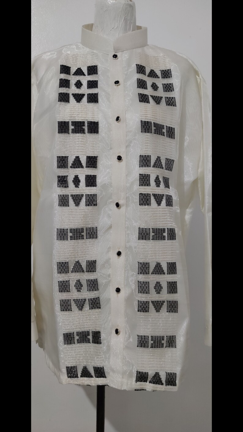 Premium Barong Tagalog Full Open in Modern Ethnic Embroidery Design