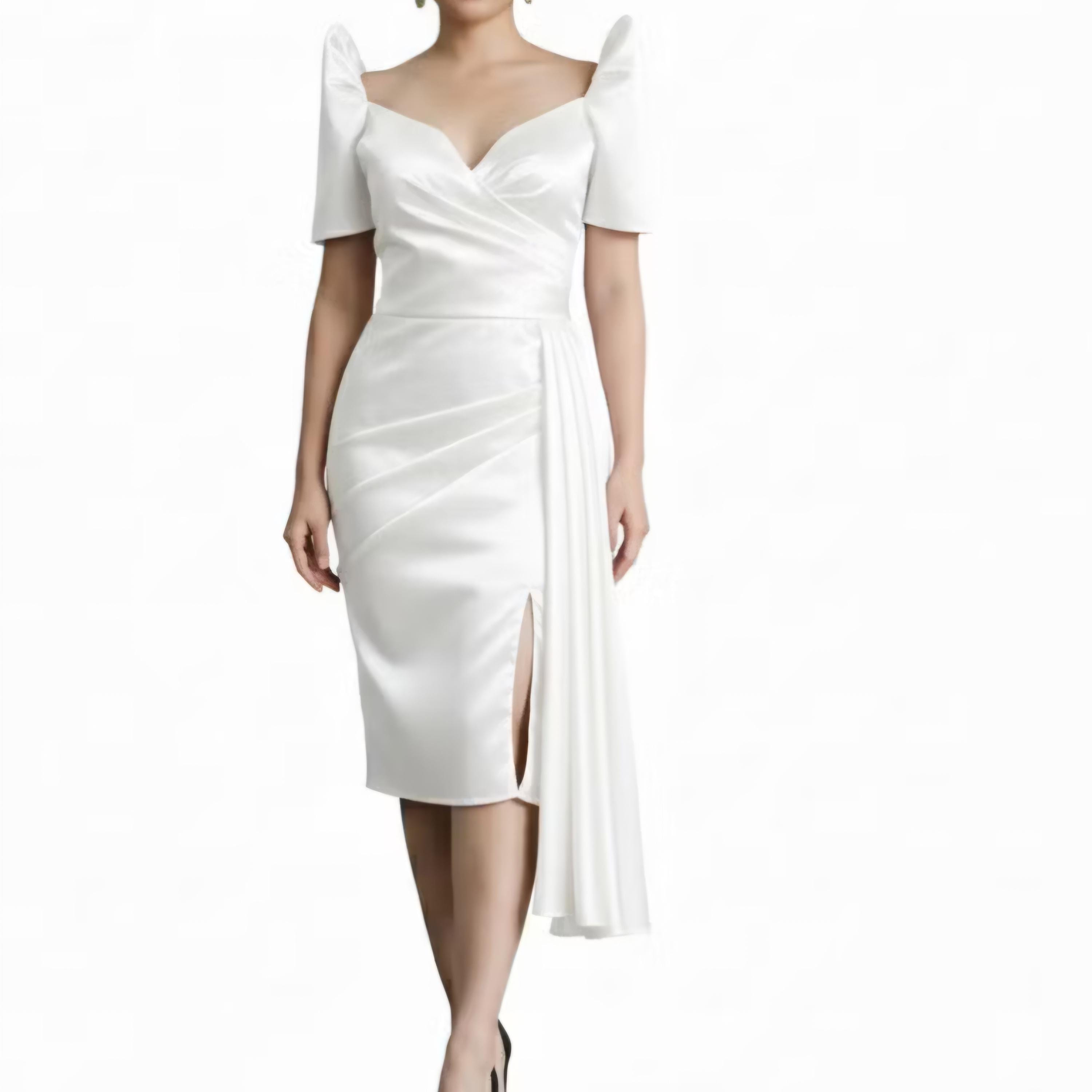 knee length dresses for ladies Cream Gazar Filipiniana Dress main image 1