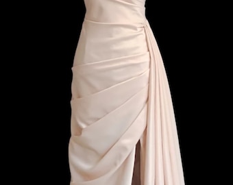 Modern Filipiniana Gown with slit duchess fabric | more colors to choose