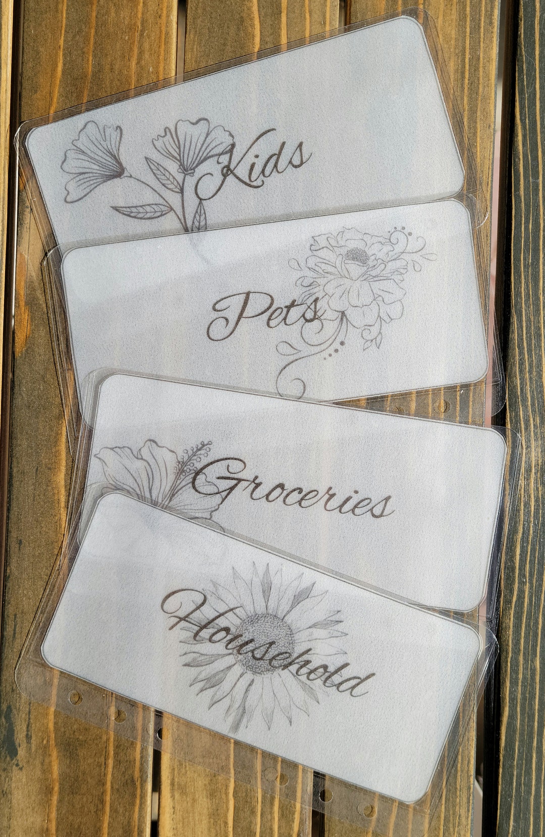 Vellum Cash Stuffing Envelopes Set of 4 Custom Black and White Vellum Envelopes, Personalized