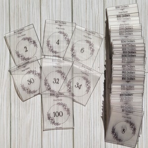 100 封筒プレースホルダー l 小道具のお金 l 羊皮紙の花のプレースホルダー 緑の花輪 秋の花と黒と白